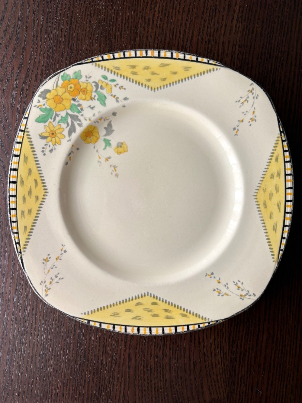 Art Deco 1930s Burleigh Ware Maytime Vintage English Plate Yellow